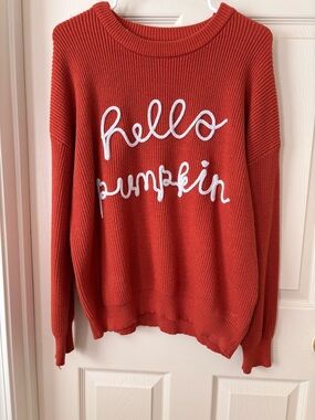 Hello Pumpkin Orange Knit Sweater - Women